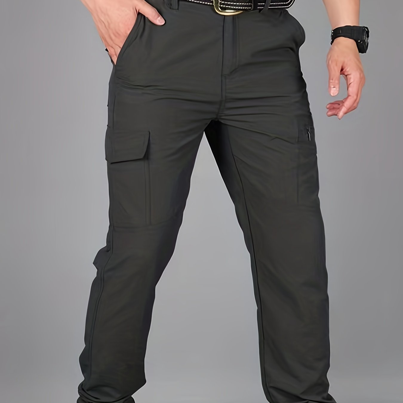 Men's Solid Color Summer Outdoor Thin Breathable Casual Trousers With Multi-pocket Design