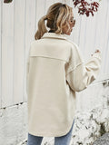 Button Front Flap Pockets Jacket, Casual Long Sleeve Jacket For Fall & Winter, Women's Clothing