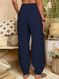 Pockets Baggy Harem Pants, Casual Loose Elastic Waist Pants, Women's Clothing