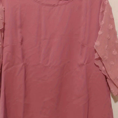 vlovelaw  Swiss Dot Half Sleeve Blouse, Casual Solid Crew Neck Summer Blouse, Women's Clothing