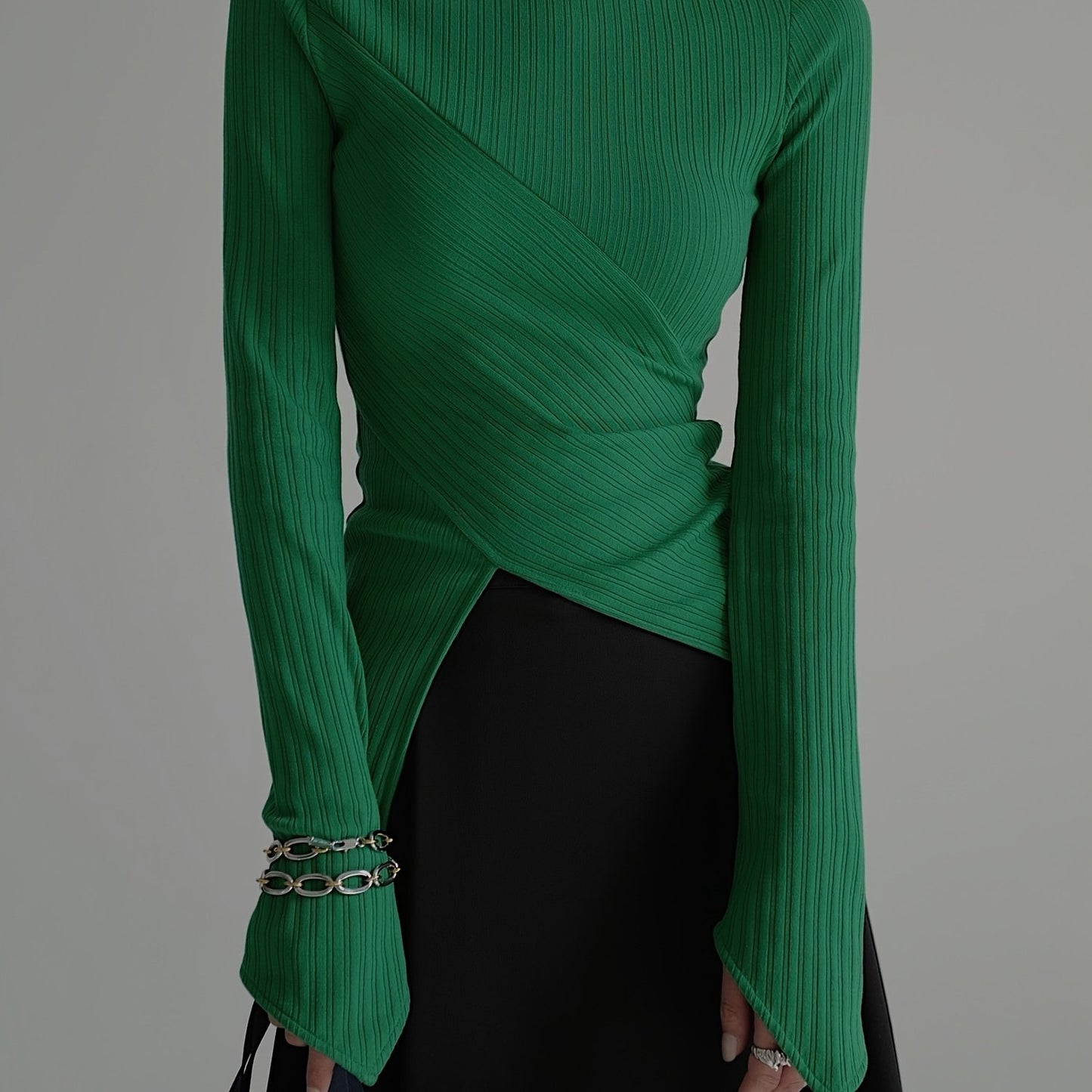 vlovelaw  Elegant Long Sleeve Basic  T-Shirts, Solid Casual  T-Shirts For Spring & Fall, Women's Clothing