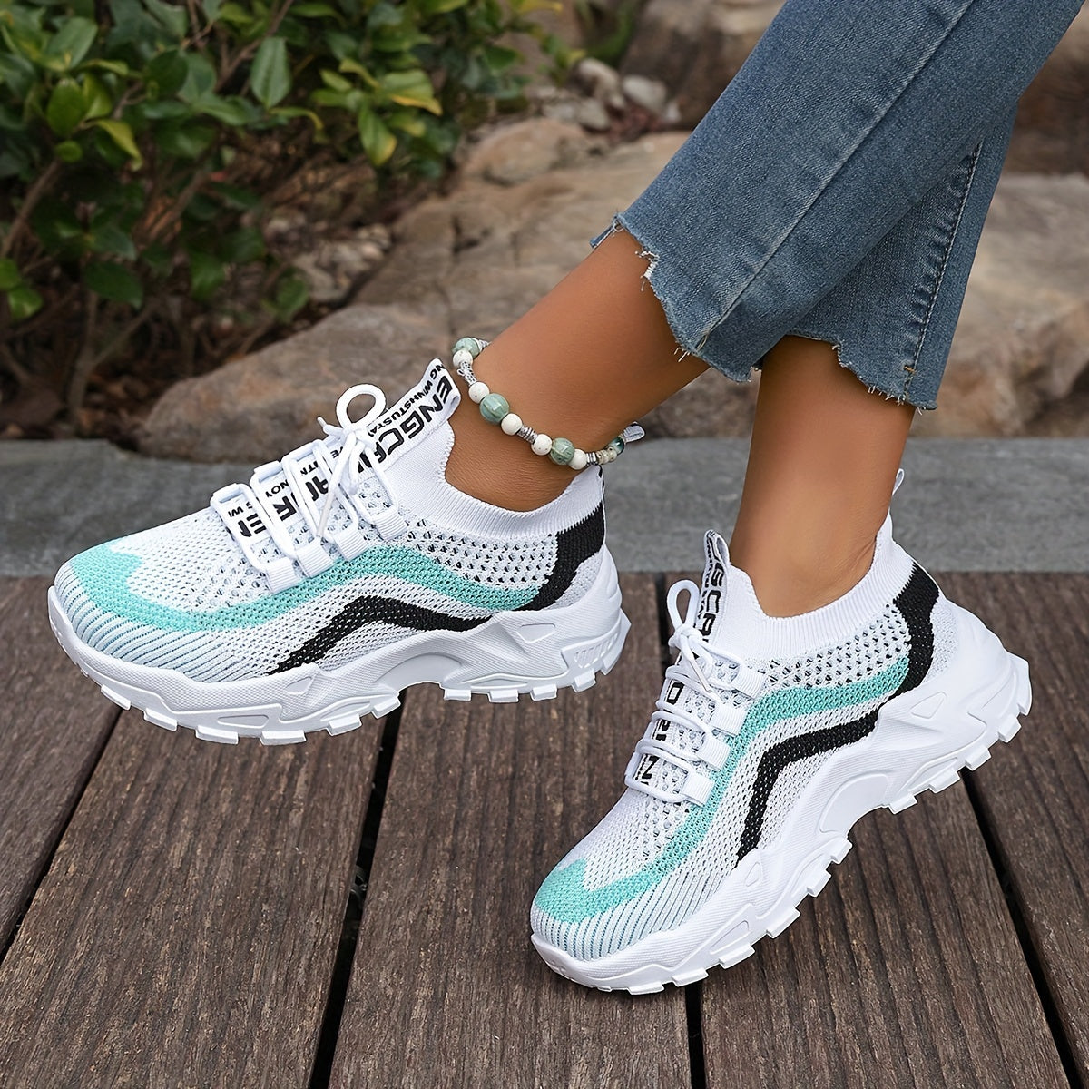 vlovelaw  Women's Breathable Mesh Platform Sneakers, Casual Lace Up Outdoor Shoes, Comfortable Low Top Shoes