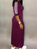 vlovelaw  Striped Print Maxi Dress, Casual Crew Neck Dress For Spring & Summer, Women's Clothing