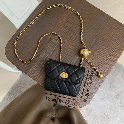 vlovelaw  Mini Chain Belt Bag For Women, Argyle Quilted Waist Purse, Fashion Faux Leather Fanny Pack