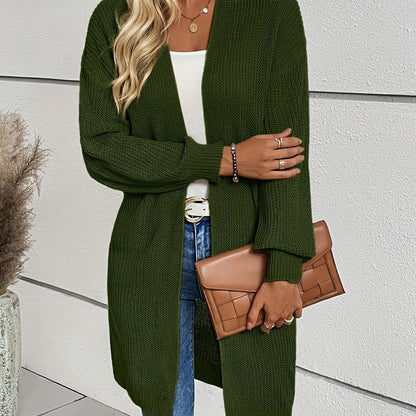 vlovelaw Vintage Open Front Cardigan, Loose Long Sleeve Sweaters, Casual Long Knitwear Coat, Women's Clothing