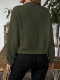 vlovelaw  Solid Cable Knit Bomber Jacket, Casual Button Front Long Sleeve Outerwear, Women's Clothing
