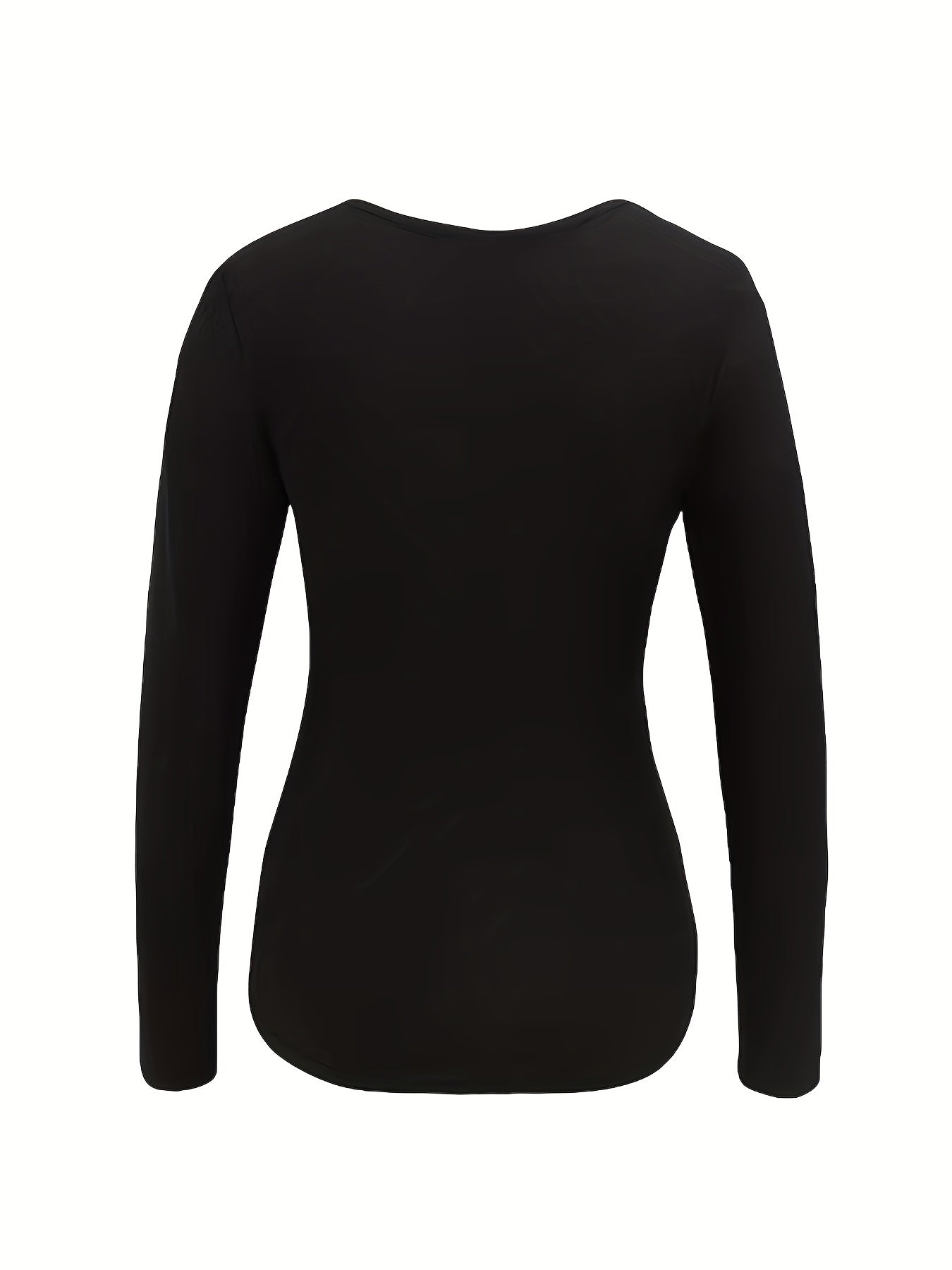 Solid Beaded Slim T-Shirt, Versatile Long Sleeve T-Shirt For Spring & Fall, Women's Clothing