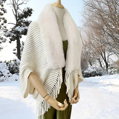 Furry Windproof Thermal Outdoor Shawls, Fall Winter Keep Warm Trendy Scarf Warp Cape Poncho For Fishing Cycling Riding