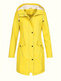 Simple Hooded Jacket, Casual Button Front Versatile Outerwear, Women's Clothing