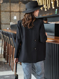 vlovelaw  Solid Double Breasted Lapel Blazer, Elegant Long Sleeve Blazer For Office & Work, Women's Clothing