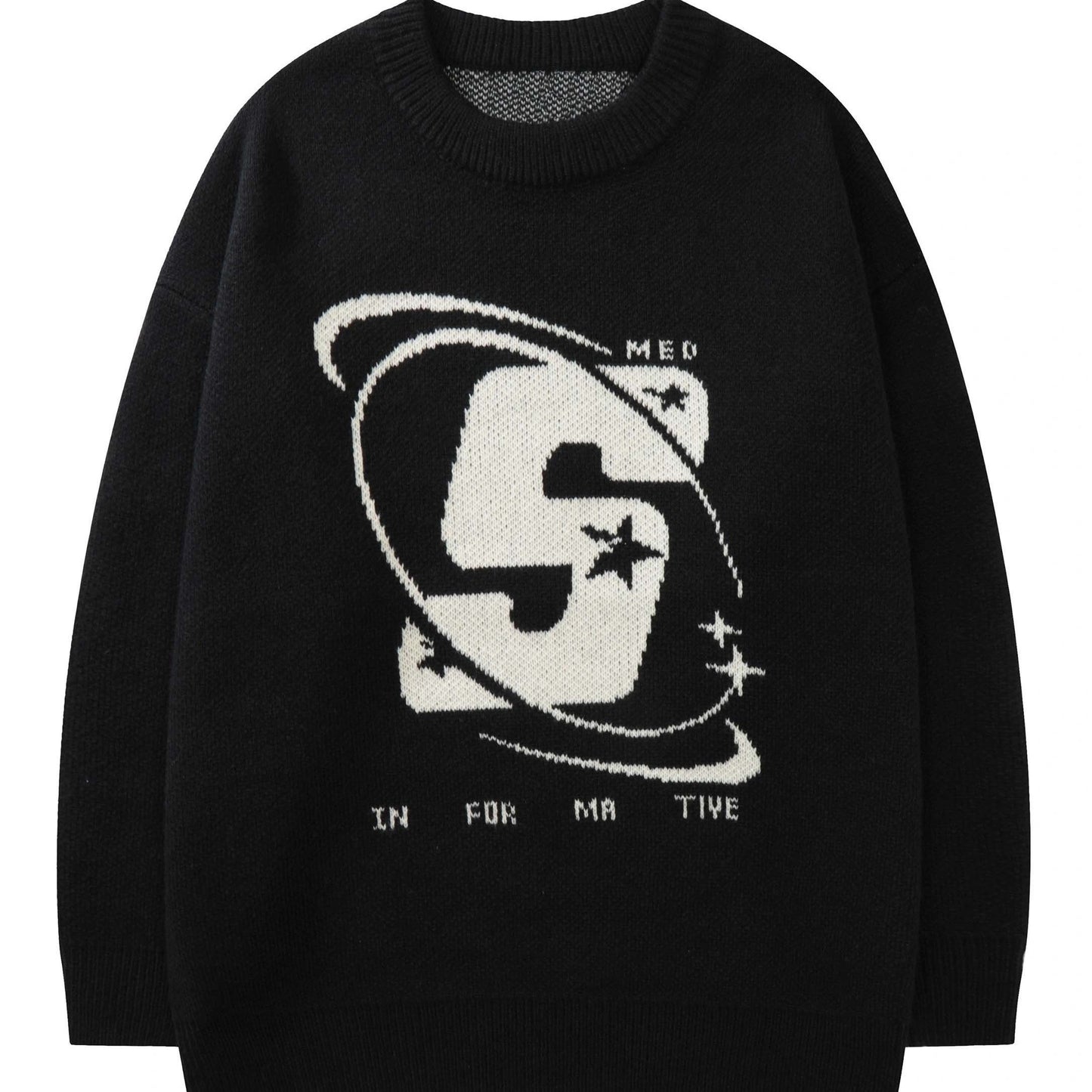 vlovelaw  Letter Pattern Crew Neck Pullover Sweater, Casual Long Sleeve Loose Sweater, Women's Clothing