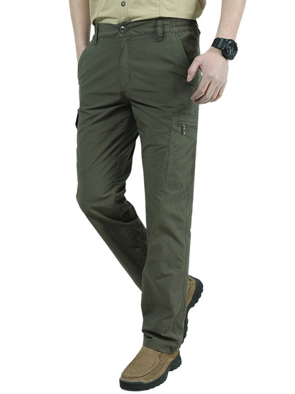 Men's Solid Color Summer Outdoor Thin Breathable Casual Trousers With Multi-pocket Design
