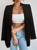 vlovelaw  Solid Single Breasted Blazer, Casual Long Sleeve Lapel Blazer For Office, Women's Clothing