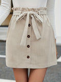vlovelaw Solid Textured Skirts, Casual Knotted Button Front Versatile Skirts, Women's Clothing