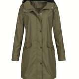 Simple Hooded Jacket, Casual Button Front Versatile Outerwear, Women's Clothing