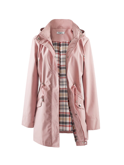 vlovelaw  Drawstring Waist Hooded Zip Up Coat, Casual Long Sleeve Coat For Fall & Winter, Women's Clothing