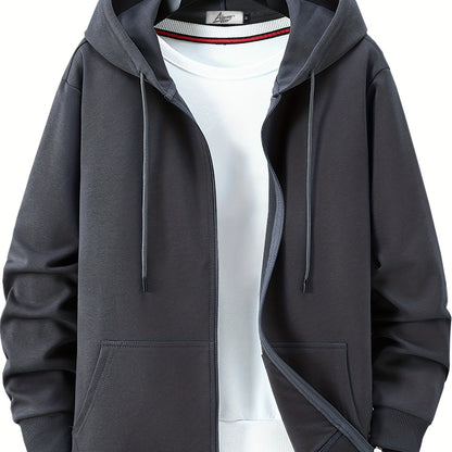 vlovelaw  Men's Spring And Autumn Thin Solid Composite Cotton Outdoor Casual Zipper Sweater Hooded Cardigan Coat