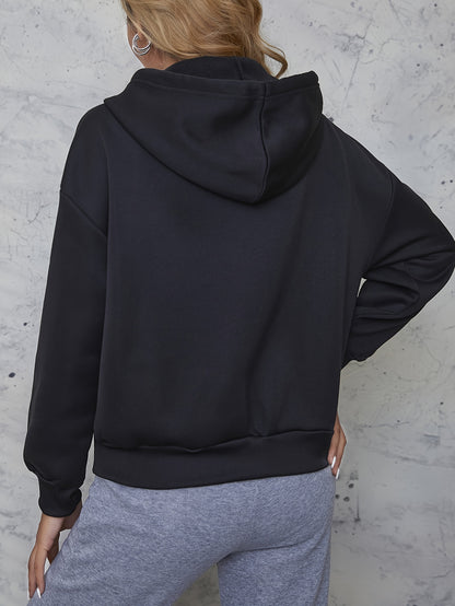 vlovelaw  Women's Solid Color Zip Up Thermal Lined Drawstring Hoodie