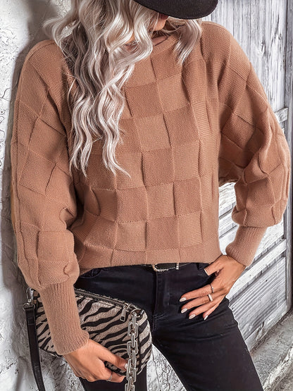Solid Simple Knit Sweater, Casual Long Sleeve Boat Neck Sweater, Women's Clothing