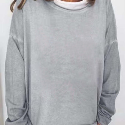vlovelaw  Solid Crew Neck Sweatshirt, Casual Long Sleeve Sweatshirt For Spring & Fall, Women's Clothing