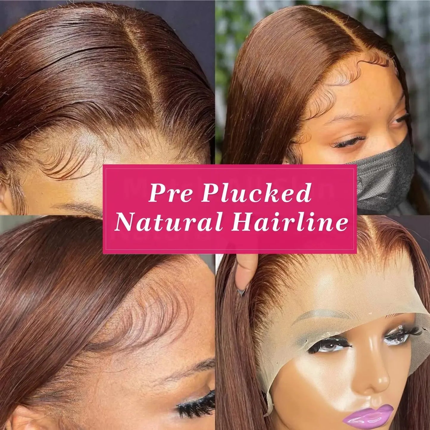 13x4 Chocolate Brown Straight Lace Front Wigs Human Hair 13x6 Transparent HD Lace Frontal Wig Pre Plucked Brown Glueless Wigs