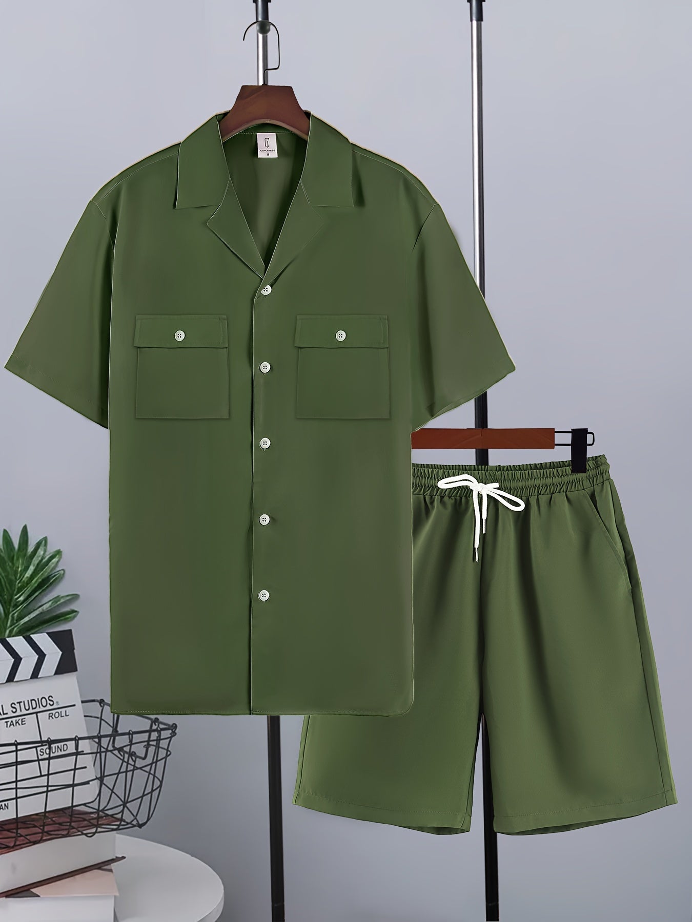 Mens Stylish Lapel Outfit Set - 2 Piece Short Sleeve & Shorts - Ultra-Comfortable Loose Lounge Wear for Effortless Casual Days
