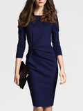 vlovelaw  Twist Solid Dress, Elegant Long Sleeve Bodycon Party Dress, Women's Clothing