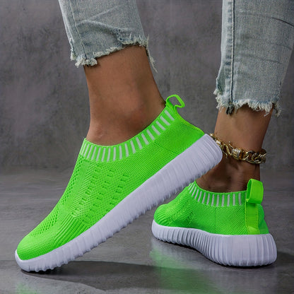 vlovelaw  Women's Breathable Knit Sneakers, Casual Lace Up Outdoor Shoes, Lightweight Mesh Low Top Shoes