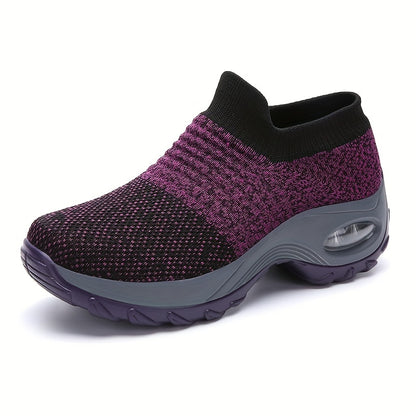 vlovelaw  Women's Breathable Knit Sneakers, Comfortable Low Top Slip On Shoes, Women's Air Cushion Shoes