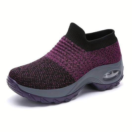 vlovelaw  Women's Breathable Knit Sneakers, Comfortable Low Top Slip On Shoes, Women's Air Cushion Shoes