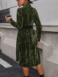 vlovelaw  Button Front Solid Dress, Elegant Long Sleeve Midi Dress, Women's Clothing