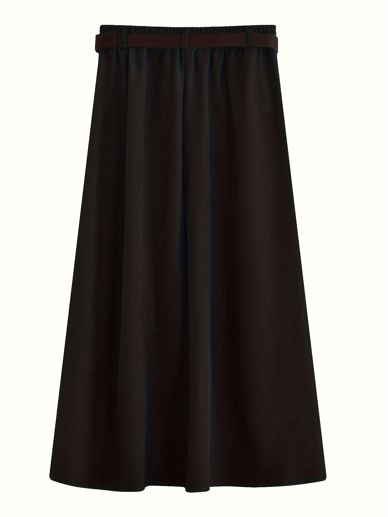 Solid Pleated A-line Skirt, Preppy Skirt For Spring & Fall, Women's Clothing