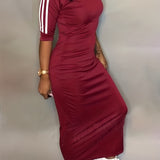 vlovelaw  Striped Print Maxi Dress, Casual Crew Neck Dress For Spring & Summer, Women's Clothing
