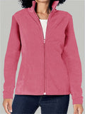 Thermal Stand Collar Jacket, Warm Solid Zipper Jacket, Casual Outerwear For Fall & Winter, Women's Clothing