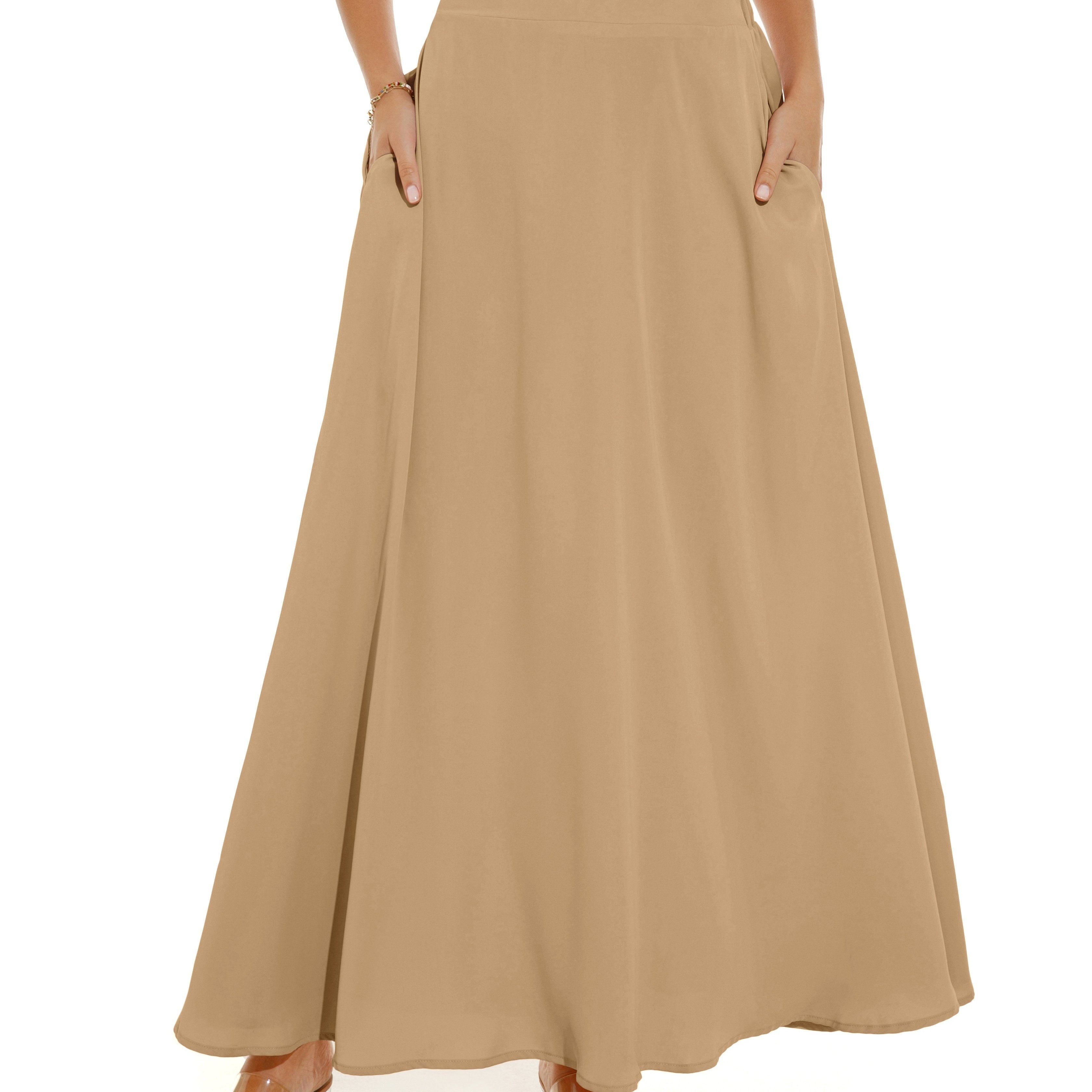 vlovelaw Pleated Long Skirt, Loose Casual Skirt For Spring & Summer, Women's Clothing