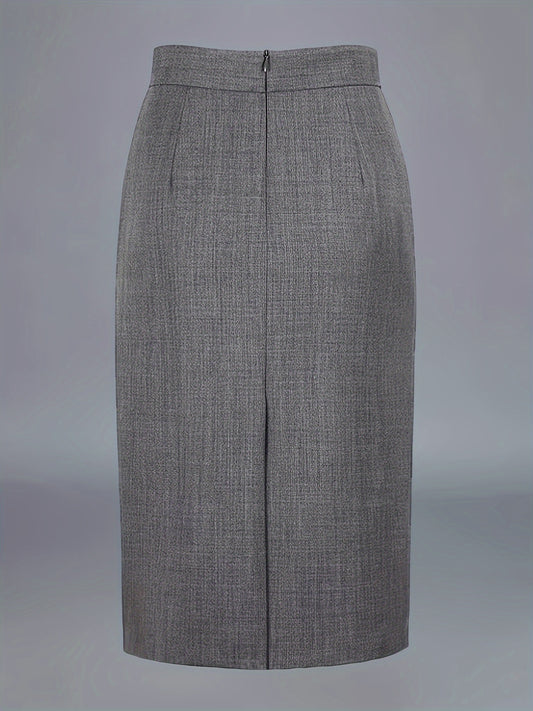 vlovelaw  Solid Zip Back Skirt, Elegant High Waist Bodycon Skirt For Work & Office, Women's Clothing