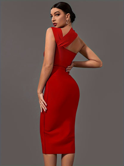vlovelaw  Cut Out Asymmetrical Dress, Sexy Bodycon Sleeveless Dress, Women's Clothing