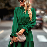 vlovelaw  Solid Long Sleeve Slim Dress, Casual Every Day Dress For Fall & Winter, Women's Clothing