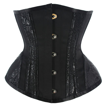 Romantic Retro Charm - Luxurious Jacquard Strapless Corset Bustier with Firm Tummy Control - Adjustable Lace Up Body Shaper for Womens Lingerie Collection
