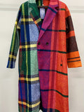 Plaid Lapel Collar Coat, Casual Long Sleeve Coat For Fall & Winter, Women's Clothing
