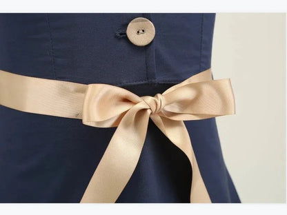 British Style Summer Baby Girls Princess Dress Kids Trun-Down Collar Sleeveless Dresses Children Cotton Casual Skirts Girl Vest Skirt With Bowtie