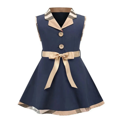 Baby Girls Summer Princess Dresses Cotton Kids Short Sleeve A-Line Dress Children Plaid Skirts Girl Skirt 2-7 Years