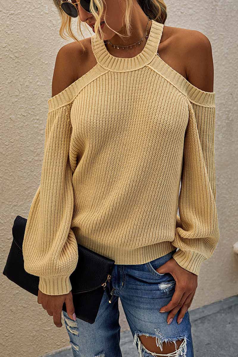 Vlovelaw Solid Off-shoulder Knitted Sweater