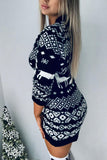 Fashion Casual Wapiti Patchwork O Neck A Line Dresses
