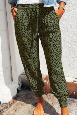 Fashion Casual Print Leopard Bandage Harlan Bottoms(4 Colors)