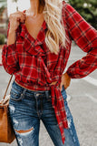 Fashion Casual Print Patchwork V Neck Tops