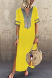 Fashion Celebrities Print Patchwork V Neck Printed Dress Dresses(6 Colors)