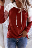 Fashion Casual Solid Patchwork Hooded Collar Tops(12 colors)