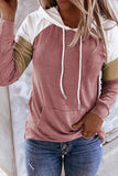 Fashion Casual Solid Patchwork Hooded Collar Tops(12 colors)