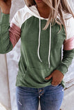 Fashion Casual Solid Patchwork Hooded Collar Tops(12 colors)